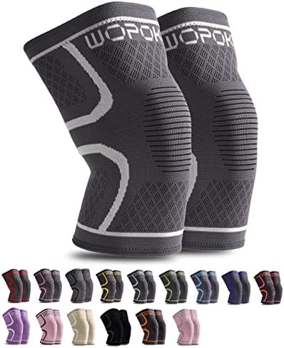Knee Brace Sleeves for Weightlifting Working out, Knee Pain Relief for Meniscus Tear Arthritis ACL MCL (2 Pack)