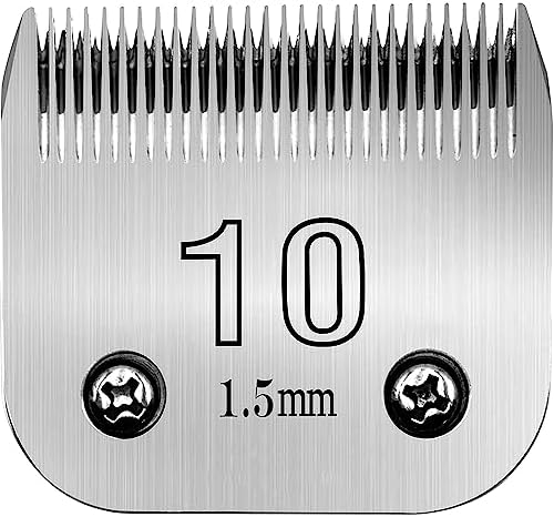 10# Clipper Blades Pet Grooming Clipper Replacement Blades - 1/16"(1.5mm) Cut Length, Compatible with Andis, Oster A5, Wahl KM-10 Series Clippers, Made of Carbon Steel Blade & Stainless Steel Blade
