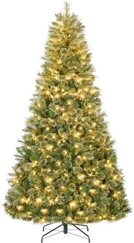 Best Choice Products 6ft Pre-Lit Cashmere Christmas Tree, Premium Artificial Holiday Decor w/Cordless Connection, 2-in-1 LED Lights, Folding Stand