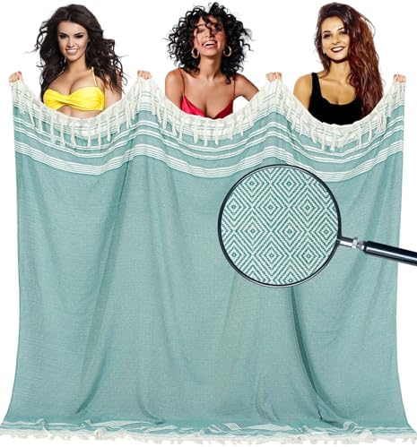 Oversized Turkish Beach Towel Blanket Cotton Giant XL Sandproof Towels Huge Linen XXL Extra Large Big Throw Quilt Blankets for Adults Cloud Travel Camping Glamping Accessories Essentials