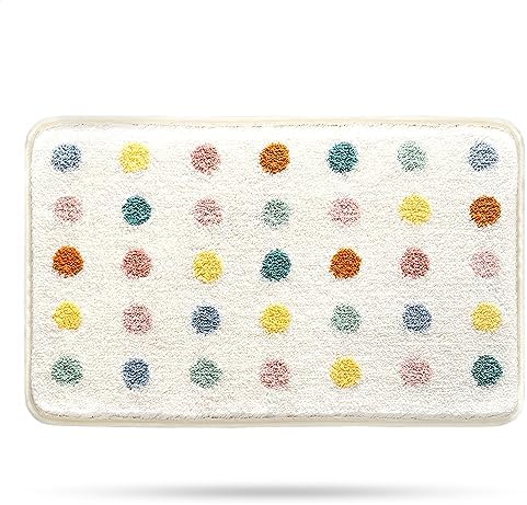 Molesun Floral Bath Mat, Bathroom Rug Non-Slip Soft Shower Rug Microfiber Cute Bath Rug for Kids, Water Absorbent Thick Shaggy Floor Mats for Bedroom, Kitchen, Home Decor, 20" x 31"