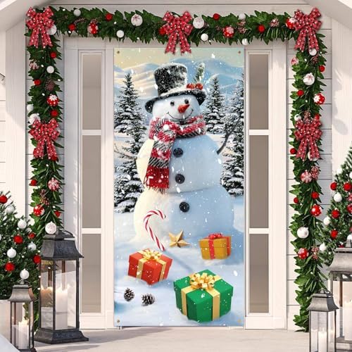 Christmas Indoor Cover Snowman Decoration Merry Christmas Backdrop Post Large Winter Snowman Backdrop for Indoor Outside Front Outdoor Xmas Party Decor Supplies Photography Backdrops