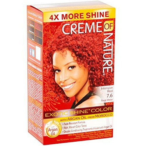 Exotic Shine Hair Color by Creme of Nature, 7.6 Intensive Red, with Argan Oil from Morocco, 1 Application