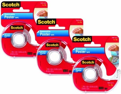 Scotch Mounting, Fastening & Surface Protection Scotch Removable Poster Tape, 3/4 x 150 Inches, 3 Pack, 109-3