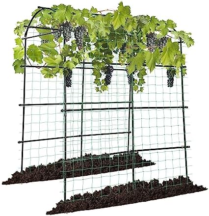 VIVOSUN 7Ft. Arch Trellis for Climbing Plants, 7 x 6 x 7ft Tall Metal Tunnel Trellis, Lightweight Metal Plant Support Archway with Nylon Netting for Climbing Vine, Vegetables, Fruits, Flowers, Black