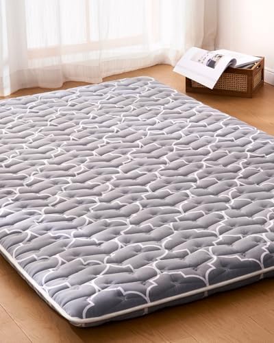 6th Generation Japanese Floor Futon Mattress - Extra-Thick 9-Layer Modern Futon with 100% High-Density Foam, Portable Floor Mattress Sleeping Pad for Adults, Guest Room, Dormitory, Full Size 80"x54"