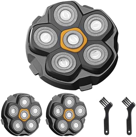 6D Magnetic Replacement Shaving Heads 2PCS Washable for Bald Men's Electric Razors