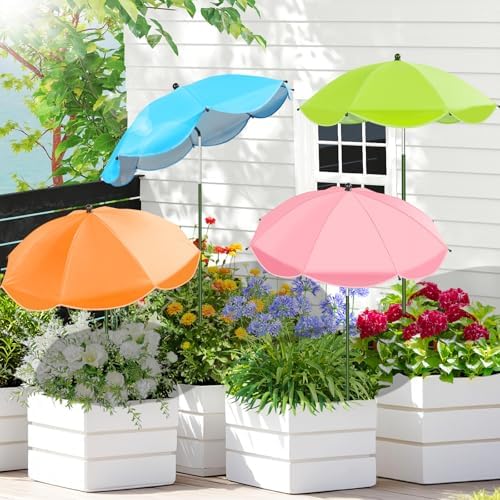 4 Pack Plant Umbrellas for Outdoor Plants, 26" Garden Umbrella for Plants with Adjustable Angle, Plant Umbrella Provide Shade for Outdoor Plants Flower Pot Planting Beds