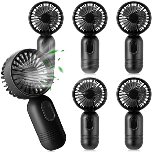 Mini Portable Fan Bulk Cute Handheld Lightweight Small Little Personal Hand Eyelash Fan 3 Speeds USB Rechargeable for Women Men Indoor Outdoor Makeup Travel Camping(Black,6 Pcs)