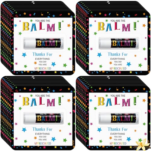 120 Pack Teacher Appreciation Gifts Lip Balm Bulk Back to School Thank You Gift for Employee Team Teacher Coworker Volunteer Inspirational Appreciation Party Favors for Women Men Club You're the Balm