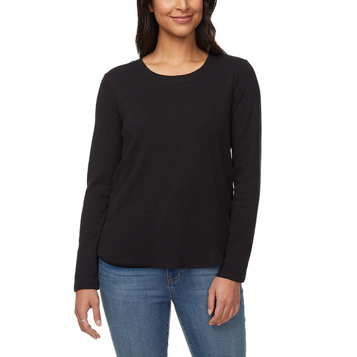 KIRKLAND Signature Women's Long Sleeve Slub Tee Shirt (US, Alpha, Medium, Regular, Regular, Black)
