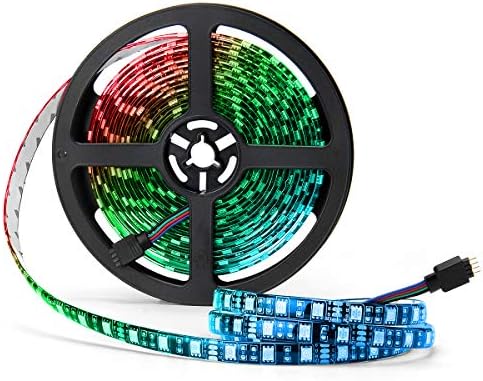 SUPERNIGHT LED Strip Lights, 16.4FT 5M SMD 5050 Waterproof 300LEDs RGB Color Changing Flexible LED Light Strip for Bedroom, TV Back Lighting, Christmas, Valentine's Day (Black PCB)