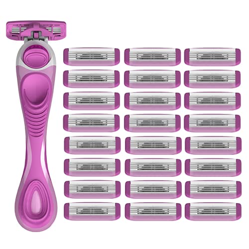 4-Blade Women's Razor Kit (Flex Head Handle + 24 Refills) - The Purist Shaving Kit