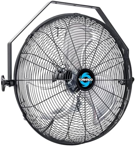 Tornado - 18 Inch High Velocity Industrial Wall Fan with TEAO Enclosure Motor - 4000 CFM - 3 Speed - 6.5 FT Cord - Industrial, Commercial, Residential Use - UL Safety Listed