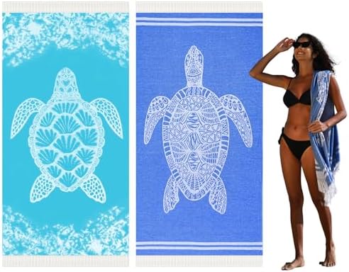 2 Pack Turkish Beach Towel Quick Dry Absorbent Cotton Lightweight Thin Bathroom Bath Pool Swim Towels Extra Large Oversized Sand Free Beach Accessories Essentials Stuff Cloud Adults Gift