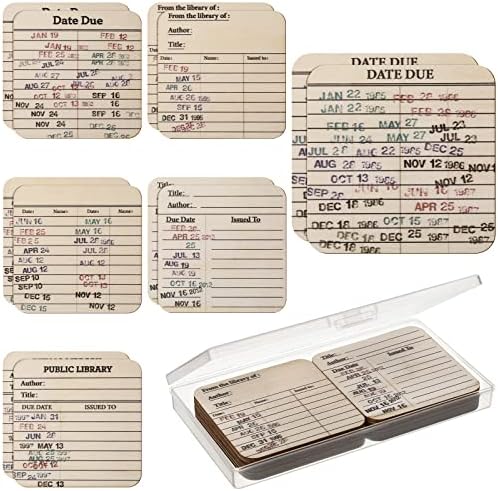 12 Pcs Library Card Coasters Book Club Gifts, Library Due Date Card Coasters Vintage Book Lover Librarian Gifts for Women Men Office Classroom Graduation Back to School Christmas Table Decorations