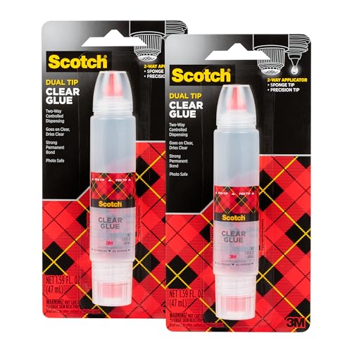 Scotch Clear Glue in 2-Way Applicator, 1.6 oz, Photo Safe and Non-Toxic (6050) (Pack of 2)