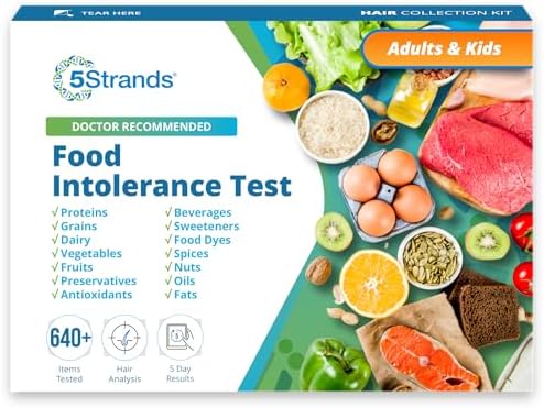 5Strands Food Intolerance Test, 640 plus Items Tested, Food Sensitivity at Home Test Kit for Adults & Kids, Accurate Hair Analysis, Results in 5 Days