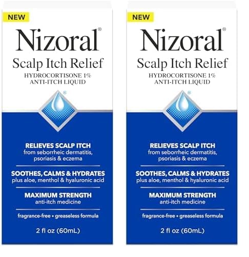 Nizoral Scalp Itch Relief Liquid—Relieves Scalp Itch and Soothes, Calms and Hydrates with Maximum Strength Anti-Itch Medicine (Hydrocortisone 1%), 2 Fl Oz (Pack of 2)