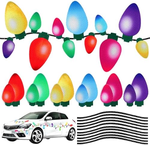70Pcs Christmas Car Refrigerator Reflective Magnetic Christmas Lights Set,Car Magnets and Decals Christmas Garage Door Funny Magnets Gift for -6 Colorful Magnetic Wires Xmas Holiday Cute Decor(70pcs)