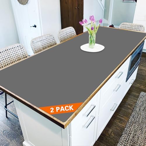 2 Pack 47.3"x23.6"(120cmx60cm) Silicone Kitchen Counter Mats, 2MM Thick Heat Resistant Non-Slip Countertop Protector, Waterproof Durable Mats for Kitchen Countertops, Islands (Dark Gray)