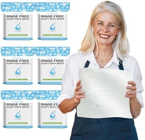 150 Pcs Body Wipes for Adults Bathing No Rinse, Bath Wipes Rinse Free Dry Shower Wipe for Adults. Soap Infused, Disposable Body Cloth for Elderly, Camping, Hiking, Gym & Travel (6 Pack)