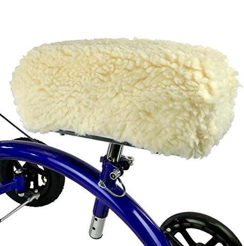 KneeRover Deluxe Plush Synthetic Sheepskin Knee Scooter Pad Cover Cushion - Knee Rover Pad Accessory Features Thick Comfortable Foam Padding - Fits Most Models