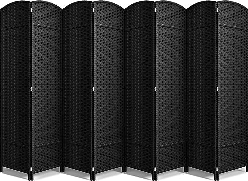 Sorbus 8-Panel Black Room Divider with Double Hinged Panels, 6 ft Tall Folding Privacy Screen