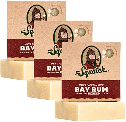 Dr. Squatch Natural Bar Soap for Men - Cold Process Soap with No Harsh Chemicals - Bay Rum (5 oz, 3-Pack)