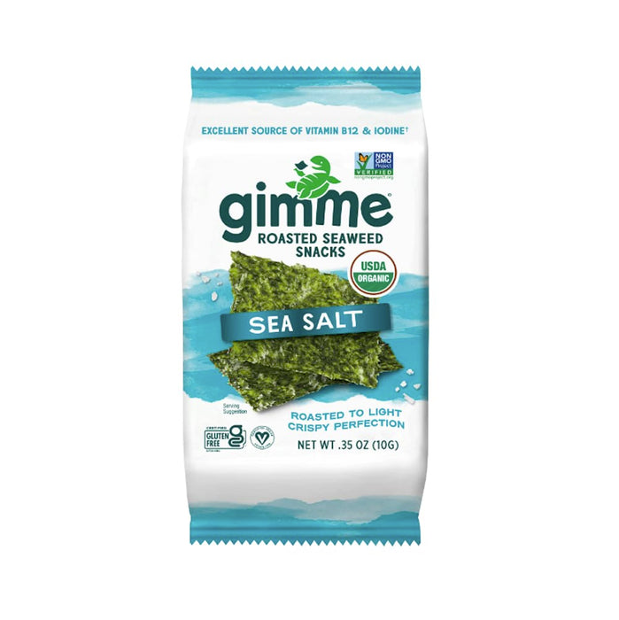 Gimme Seaweed Organic Premium Roasted Seaweed Snacks, Sea Salt, 10g Sharing Pack (Single) Keto, Vegan, Gluten-Free, Great Source of Omega 3s and Iodine, Healthy On-The-Go Snack for Kids and Adults