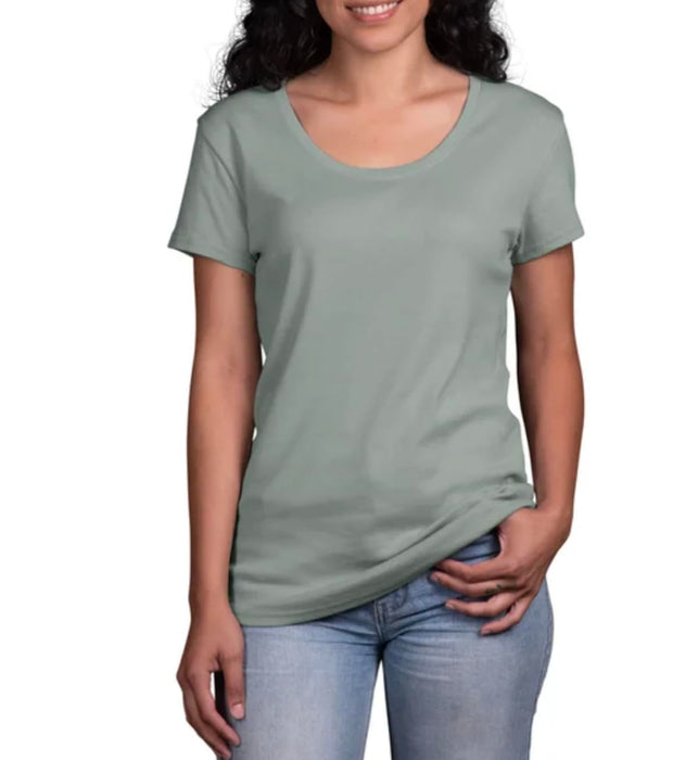 KIRKLAND Signature Women's Scoop Neck Short Sleeve Pima Cotton Tee (US, Alpha, XX-Large, Regular, Regular, Green)