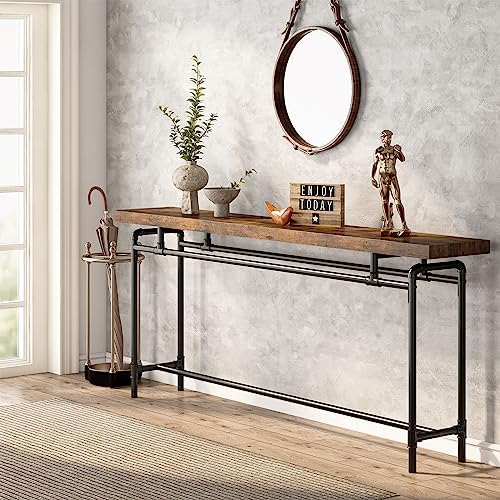Tribesigns Console Table, 70.9 Inches Extra Long Sofa Table for Living Room, Industrial Narrow Console Sofa Tables Behind Couch, Entryway Hallway Foyer Table for Entrance, Bedroom, Rustic Brown
