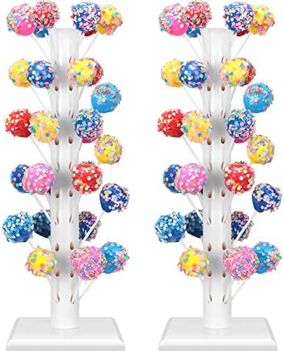 Treela 2 Pcs Cake Pop Stand Lollipop Holder Stand 60 Hole Cake Candy Dessert Table Display for Wedding Baby Showers Birthday Halloween Christmas Party
