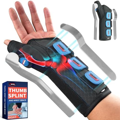 FEATOL Carpal Tunnel Wrist Brace Night Support, FSA or HSA Thumb Spica Splint Left Hand for De Quervains Tenosynovitis, Tendonitis, Wrist Brace With Thumb Support-Medium/Large-Women & Men, Black