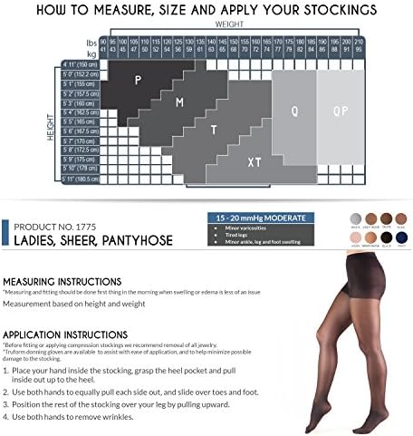 Truform Sheer Compression Pantyhose, 15-20 mmHg, Women's Shaping Tights, 20 Denier, Taupe, Queen Plus