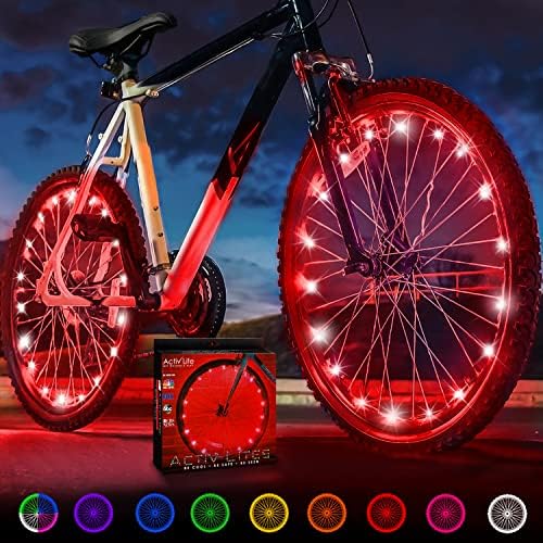 Activ Life 2-Tire Pack LED Bike Wheel Lights with Batteries Included, Get 100% Brighter and Visible from All Angles for Ultimate Safety and Style