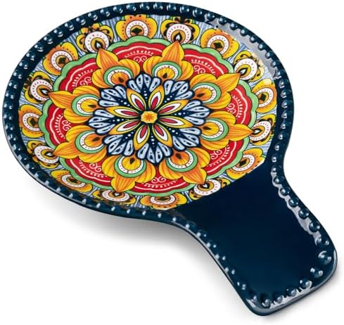 vancasso Ceramic Spoon Rest for Stove Top, 7.7 Inch Cooking Spoon Holder for Kitchen Counter Decor, Spoon Holder for Coffee Spoon Rest, Spoon Cradle, Spatula, Spoons or Tongs, Decorations, Blue