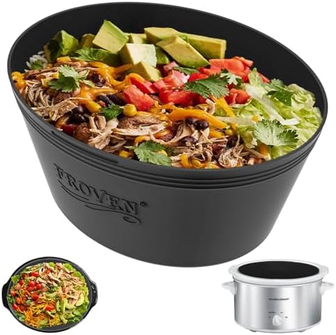 4QT Oval Silicone Slow Cooker Liner Compatible With Crock Pot & Hamilton Beach Crockpot Liners, Reusable, Dishwasher Safe Suitable For Most 4 Quart Crockpot Divider Insert Accessories.