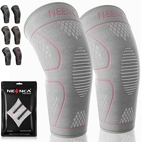 NEENCA Knee Braces for Knee Pain Women & Men -2 Pack Knee Sleeves for Knee Pain Set, Knee Brace Compression Sleeves, Knee Support for Sports, Running, Meniscus Tear, ACL, PCL, Arthritis Pain Relief...