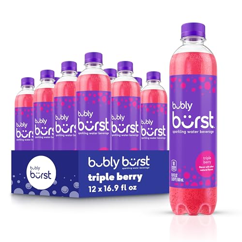 bubly burst, Triple Berry, 16.9 FL Oz Bottles (Pack of 12)