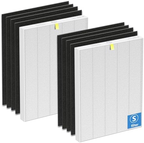 C545 Replacement HEPA Filter Compatible with Winix C545, Ture HPEA Filter S Only, Replaces Parts 1712-0096-00 and 2522-0058-00, 2 Pack H13 True HEPA Filter + 8 Activated Carbon Filters