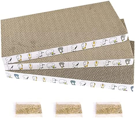 PatiencET Cat Scratcher Cardboard 3 PCS Cat Scratch Pad Reversible Scratcher Texture Design Durable Cat Scratching Pad