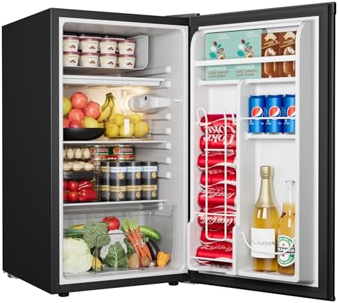 EUHOMY 3.1 Cu.Ft Mini Fridge with Freezer, Single Door Compact Refrigerator, Adjustable Thermostat, Mini Refrigerator Low Power, Mini fridge for Bedroom, Dorm, Office, New Black