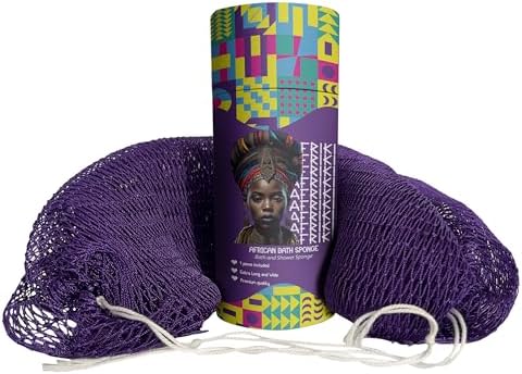 AFRIKI African Net Sponge, Authentic African Exfoliating Sponge, Black Owned, Back Scrubber, 45 inch Long for Normal to Sensitive Skin, for Daily use, Original Collection
