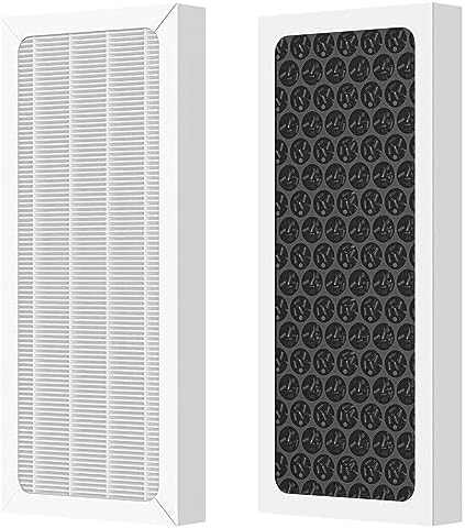 2 Pack Upgraded 3-in-1 True HEPA Filter Compatible with Hamilton Beach 04383 Purifier 04384 04386A 04385 H13 True HEPA and Activated Carbon, Replace Part#990051000
