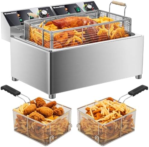 electric turkey fryer Commercial deep fryer with basket 3600W27.4QT with timer26L deepen deep fryer Variable twin cylinder 13.7QT*2 Rapid heating