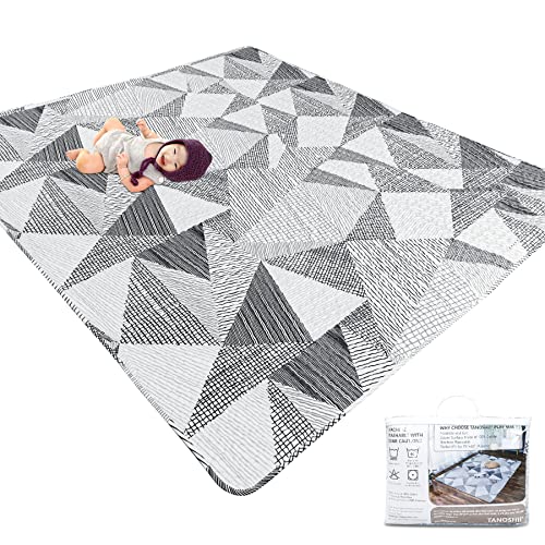TANOSHII® Baby Play Mat for 79"x63" Playpen, Machine Washable Kids Mat, Cotton,Foldable Crawling Mat for Floor,One-Piece Crawling Mat Non Slip Baby Mat for Floor,Portable Travel (Stripe)