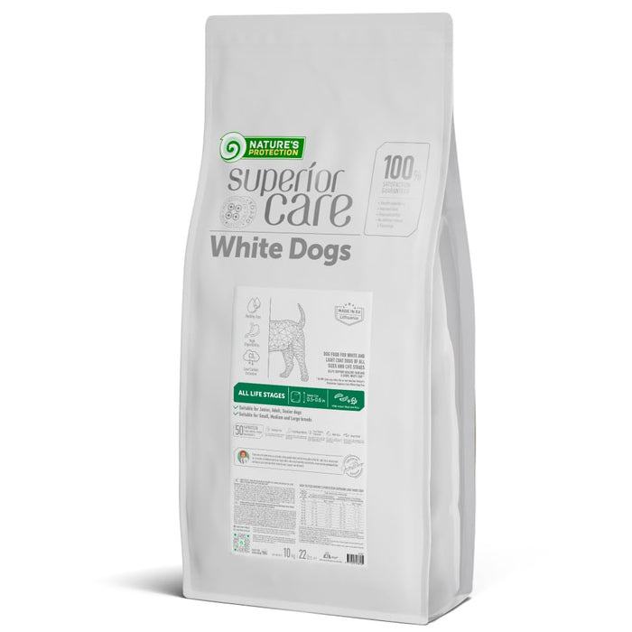 Nature's Protection Superior Care White Dogs Rice Based Dry Dog Food - High Protein, Tear Stain Dog Food for All Breeds Light Coated All Life Stages Dogs, Fresh Pet Meal, Insect, 22 lb