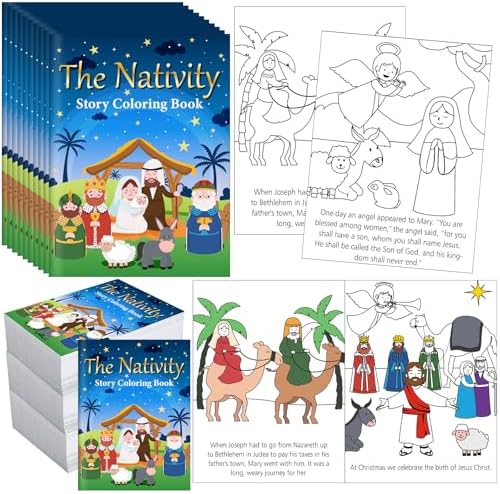 30 Pcs Christmas Nativity Coloring Books Christmas Story Crafts for Boys Girls The Story of Jesus Birth Religious Coloring Books for Boys Girls Goodie Bag Gift Filler Party Supplies