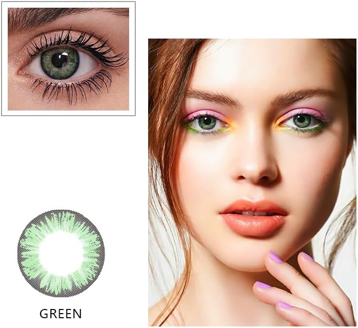 Colored Contact Organizer Storage Tweezer Case Set With Lenses Soaking Storage Inserter Kits for Party ⅡⅩGreen